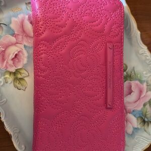 Betsey Johnson Pink Quilted Floral Zip Wallet